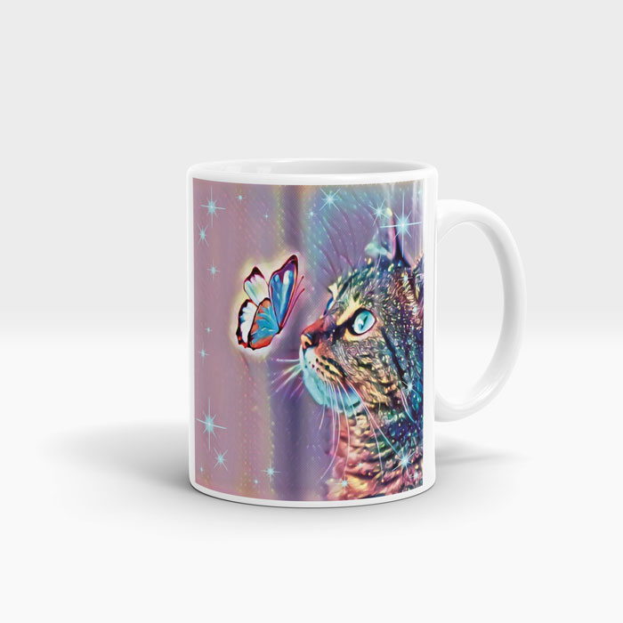 Mug with cat artwork print